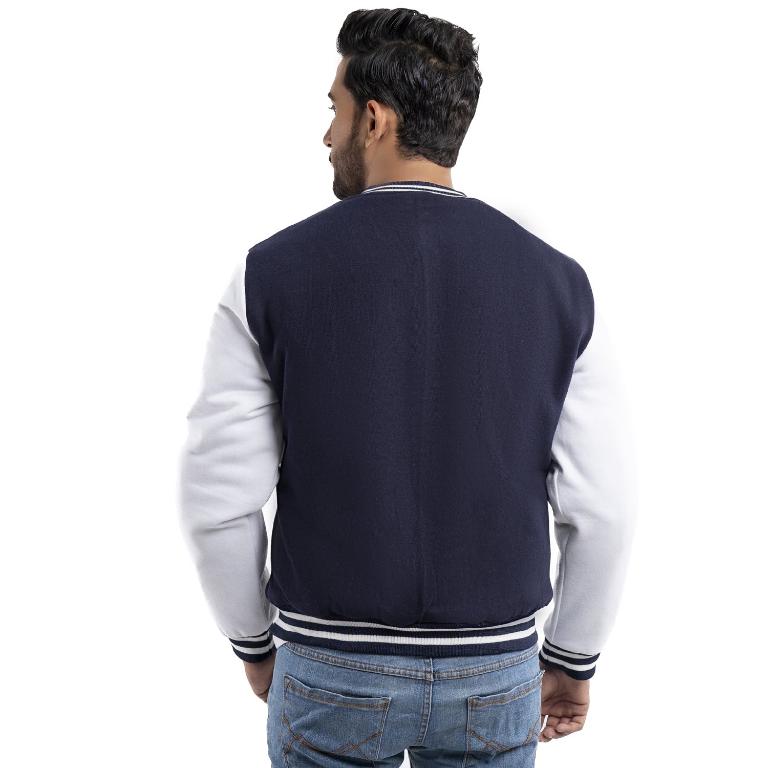 Slim Fit Varsity Jacket with Button Closure and Cozy Lining | Best Leather House