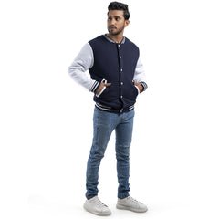 Slim Fit Varsity Jacket with Button Closure and Cozy Lining | Best Leather House