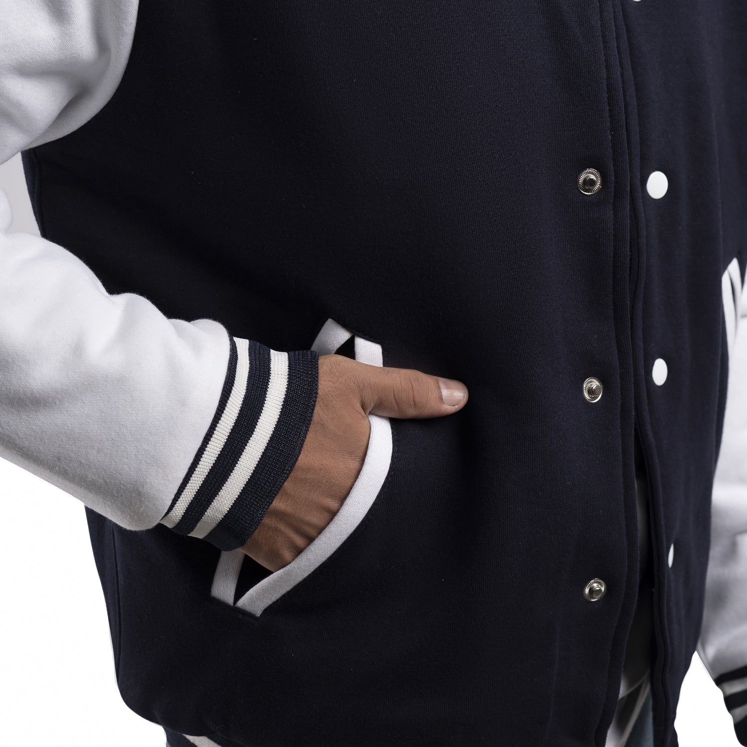 Slim Fit Varsity Jacket with Button Closure and Cozy Lining | Best Leather House