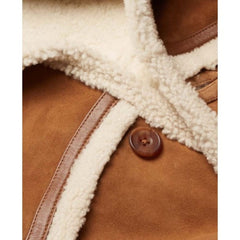 Kingsman The Golden Circle Harry Hart Shearling Jacket | Brown Suede Leather with Fur Collar