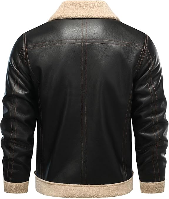 Men's Faux Leather Winter Jacket with Fur Collar | Best Leather House