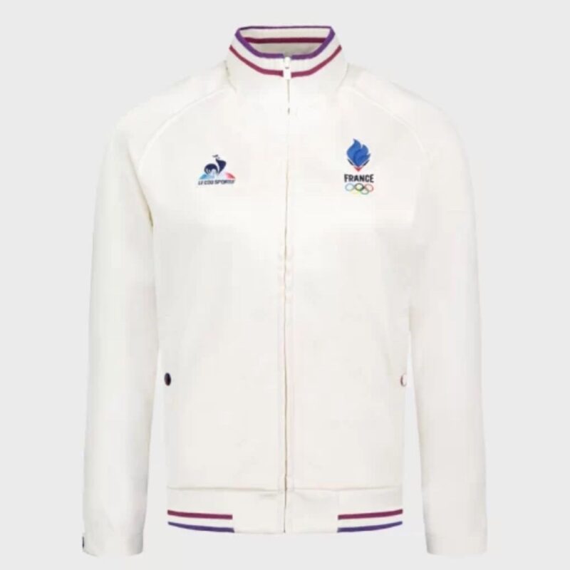 Paris 2024 Olympics Team France Podium Jacket | White Fleece Design