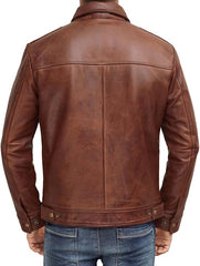 Men’s Lambskin Brown Leather Jacket with Shirt Collar | Best Leather House