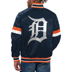 Detroit Tigers Blue Bomber Jacket | Stylish Satin Varsity Design
