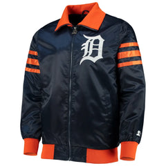 Detroit Tigers Blue Bomber Jacket | Stylish Satin Varsity Design