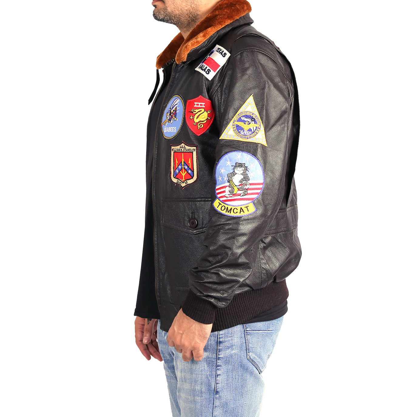 Men's Real Leather Aviator Jacket with Removable Fur Collar | Best Leather House