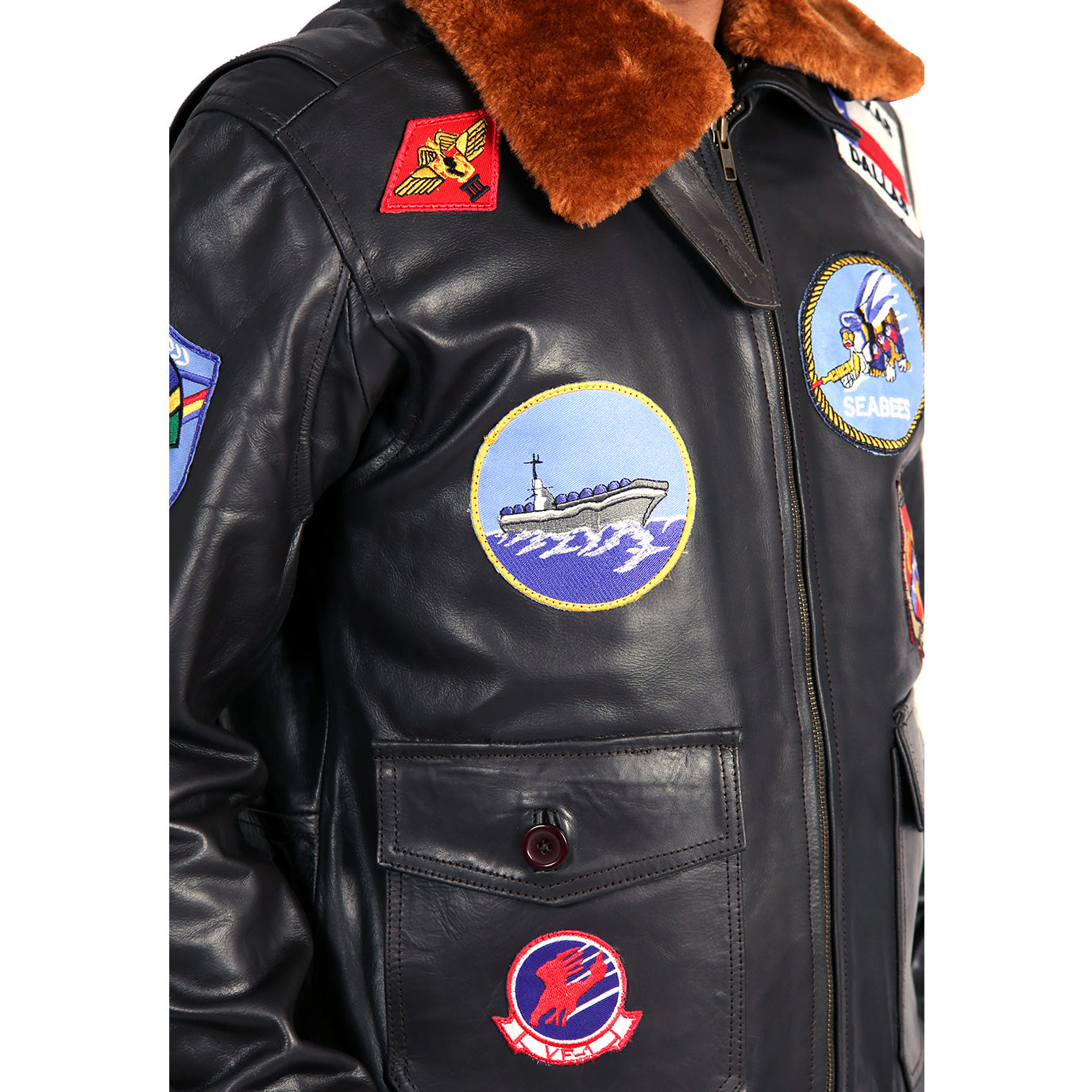 Men's Real Leather Aviator Jacket with Removable Fur Collar | Best Leather House