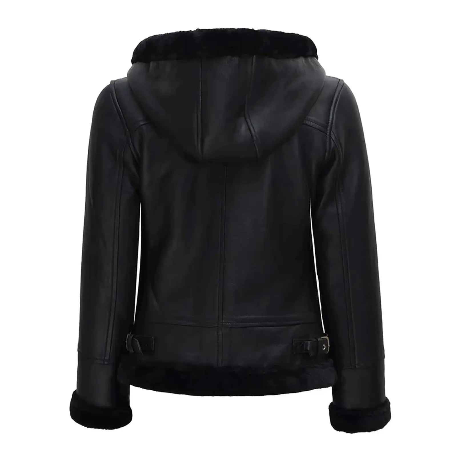 Grace Women’s Black Shearling Bomber Leather Jacket | Luxe Lambskin Outerwear