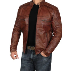 Distressed Brown Leather Jacket for Men | Classic Chocolate Brown Outerwear