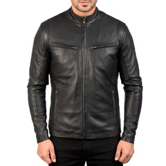 Black Leather Jacket | Real Sheepskin with Quilted Lining and Zipper Closure