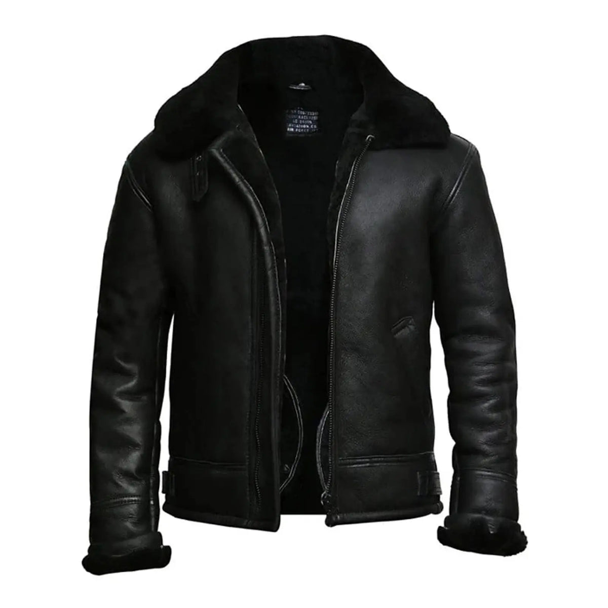 Men’s Aviator Black Shearling Leather Bomber Jacket | Timeless Lambskin Style