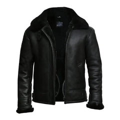Men’s Aviator Black Shearling Leather Bomber Jacket | Timeless Lambskin Style