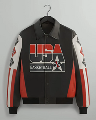 Kevin Durant USA Team Leather Jacket | Black Bomber Jacket in Genuine Leather