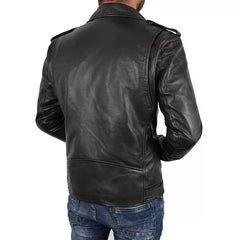 Asymmetrical Biker Leather Jacket | Bold Black Genuine Leather for Modern Riders