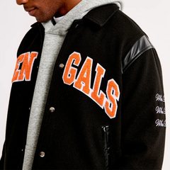 Cincinnati Bengals Varsity Jacket | Classic Black Wool & Leather Design