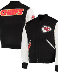 Kansas City Chiefs Black and White Varsity Jacket | Premium Wool and Leather Design