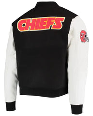 Kansas City Chiefs Black and White Varsity Jacket | Premium Wool and Leather Design
