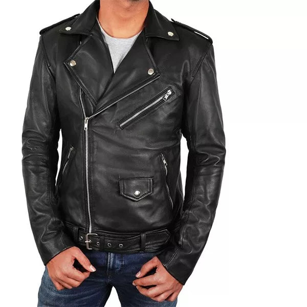 Asymmetrical Biker Leather Jacket | Bold Black Genuine Leather for Modern Riders