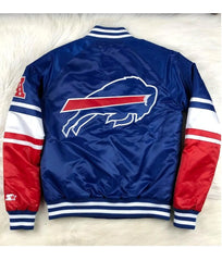 Buffalo Bills Varsity Jacket | Bold Blue and Red Satin Design