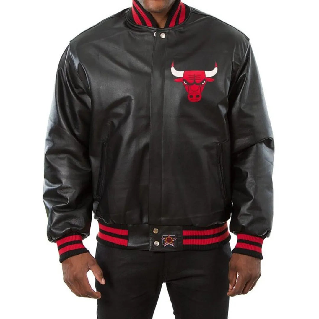 Bulls Black and Red Varsity Jacket | Classic Wool Design