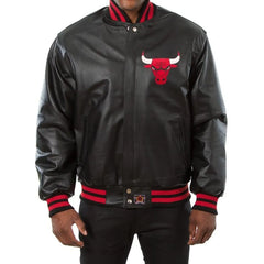 Bulls Black and Red Varsity Jacket | Classic Wool Design