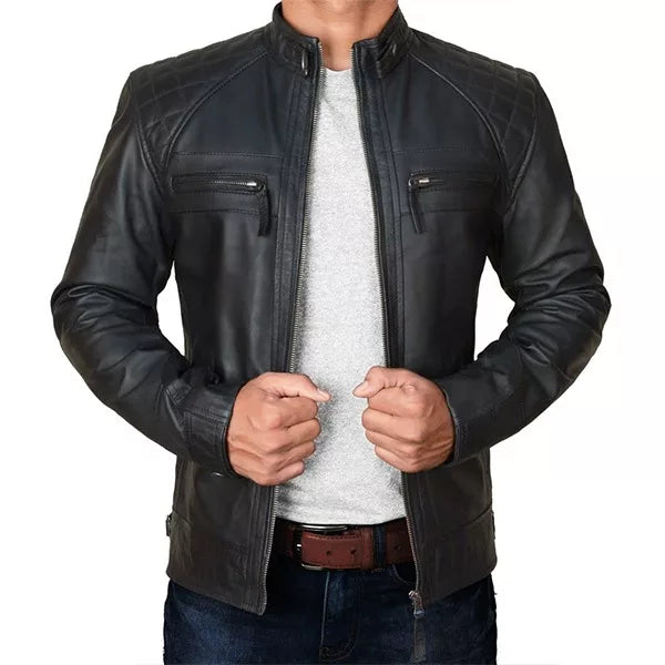 Men’s Cafe Racer Motorcycle Jacket | Vintage Style Leather Jacket