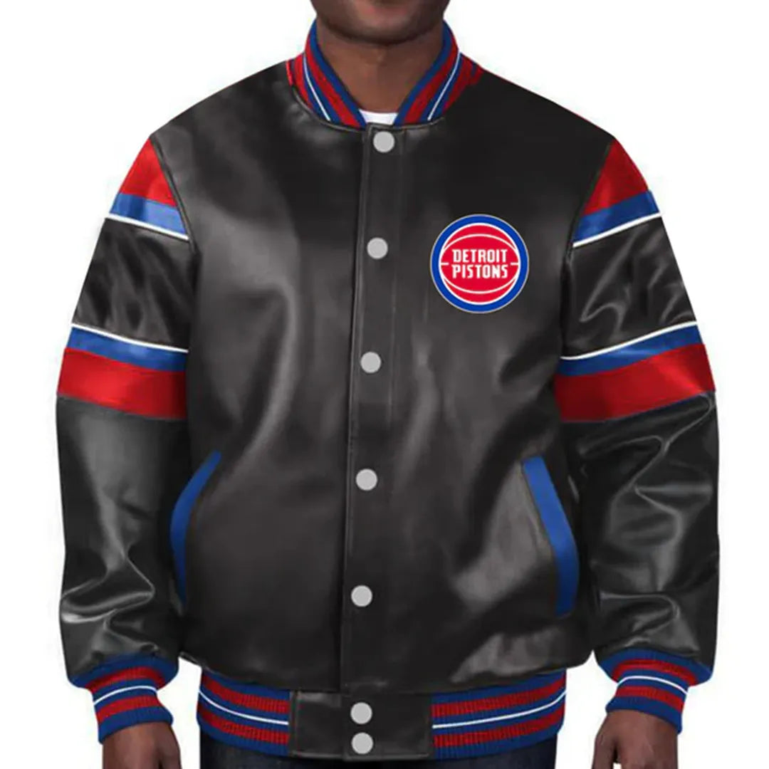 Detroit Pistons Leather Jacket | Sleek Black Outerwear with Iconic Style