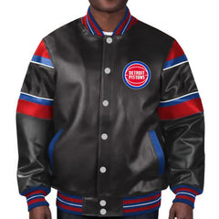 Detroit Pistons Leather Jacket | Sleek Black Outerwear with Iconic Style
