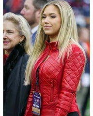 Gracie Hunt Leather Jacket | Red Real Leather with Erect Collar