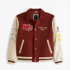 Kansas City Chiefs Varsity Jacket | Classic Red Wool & Leather Design