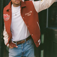 Kansas City Chiefs Varsity Jacket | Classic Red Wool & Leather Design