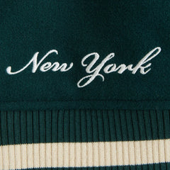 New York Jets Varsity Jacket | Classic Dark Green Wool & Leather Design