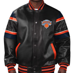 New York Knicks Leather Jacket | Sleek Black Team Pride Outerwear