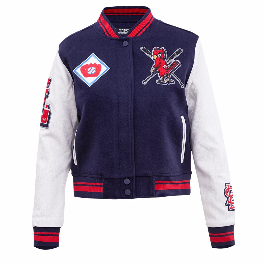 St. Louis Cardinals Navy and White Varsity Jacket | Wool & Leather